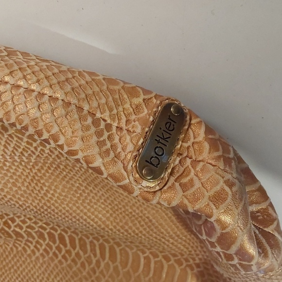 Botkier Vintage Tan Bronze Shimmery Lambskin Snake print Shoulder Bag Y2K - Picture 11 of 12